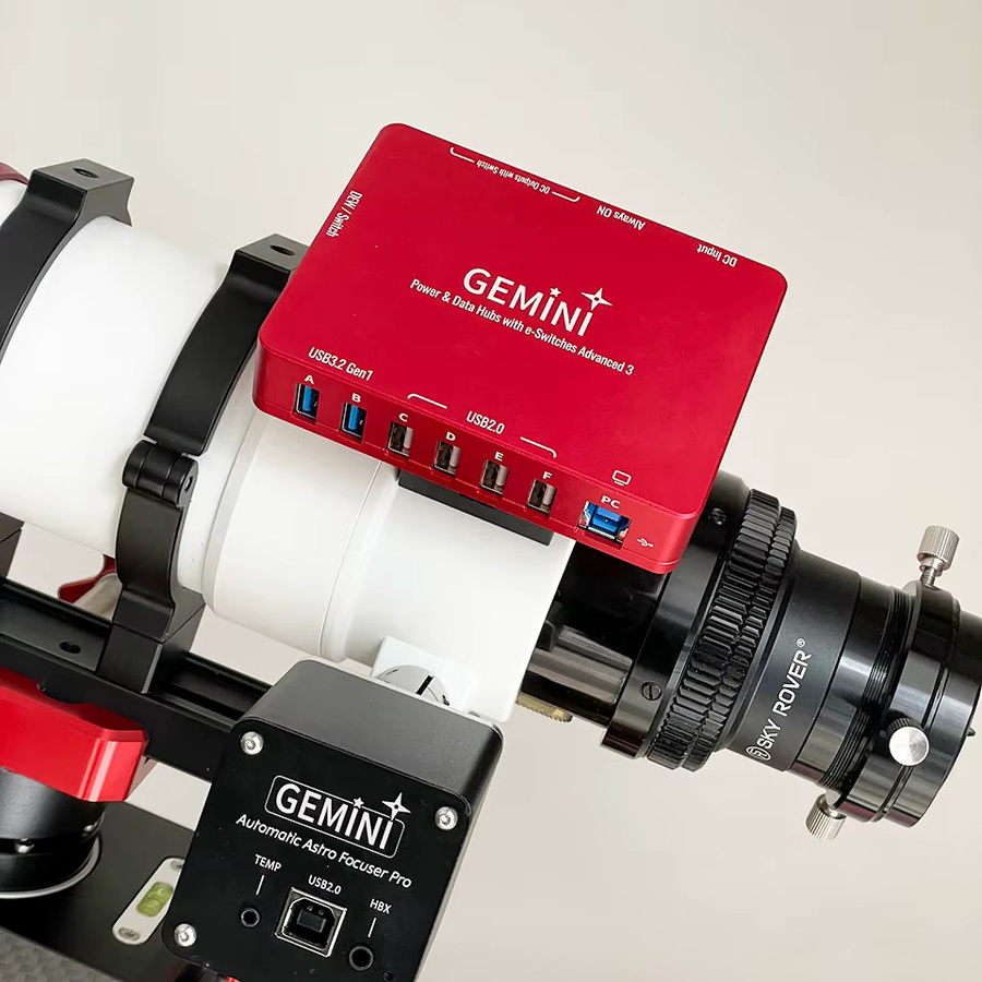 Gemini Astro Power Box HUB USB 3.2 + DC ASCOM Stromversorgungsbox für Astronomie-Teleskop Fotografie in Rot mit USB-C Schnittstelle - Bild 2
