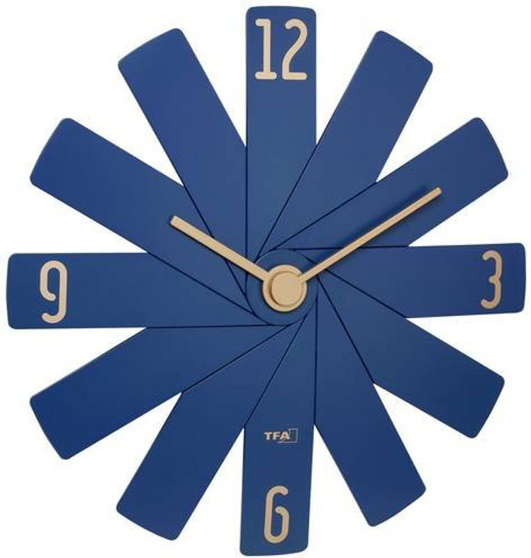 TFA Dostmann Wanduhr Clock In The Box Blau, Moderne Runde Quarz Wanduhr aus Kunststoff, Geräuschlos, B/H/T: 40 x 40 x 3,7 cm - Bild 1