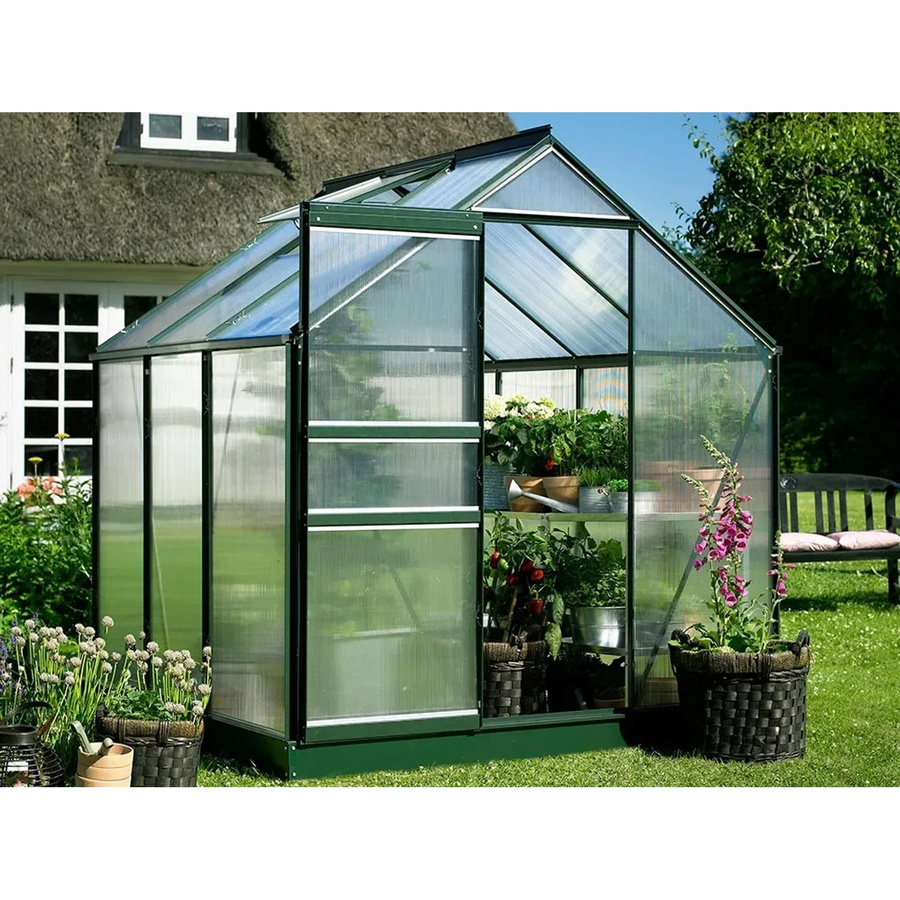 Halls Gewächshaus Popular in Grün mit 3,8 m² Anbaufläche und Polycarbonat-Stegdoppelplatten - Bild 2