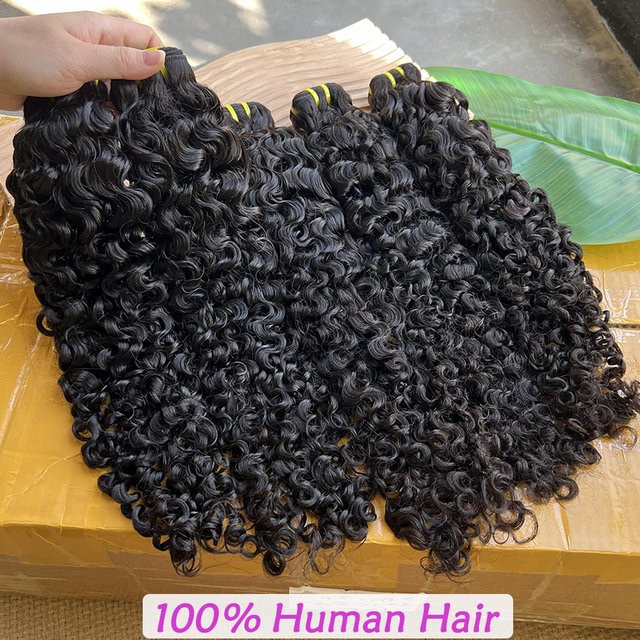 Birmese Haarextensions, 1B Natürliche Farbe, Welliges Echthaar, Damen - Bild 1