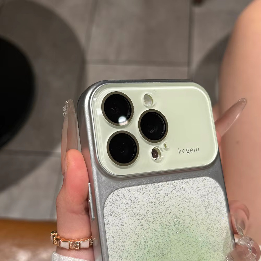 NUCWIN Kristall-Glitzerhülle mit großem Fenster und Kamerafolie für iPhone, Orange mit Bling-Farbverlauf-Design - Bild 2