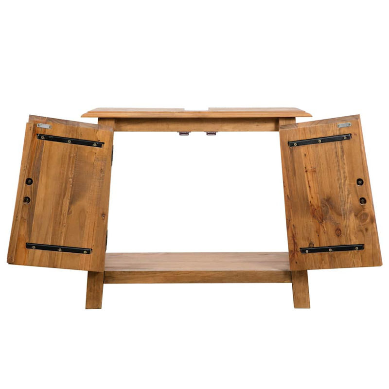 vidaXL Badezimmer-Unterschrank aus massivem Kiefernholz in Braun, B/T/H: 70 x 32 x 63 cm - Bild 2