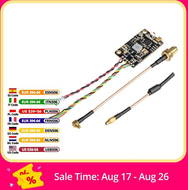 Eachine TX805 5,8G FPV Sender VTX mit LED Display, 40 Kanälen und OSD-Unterstützung in Schwarz - Bild 1