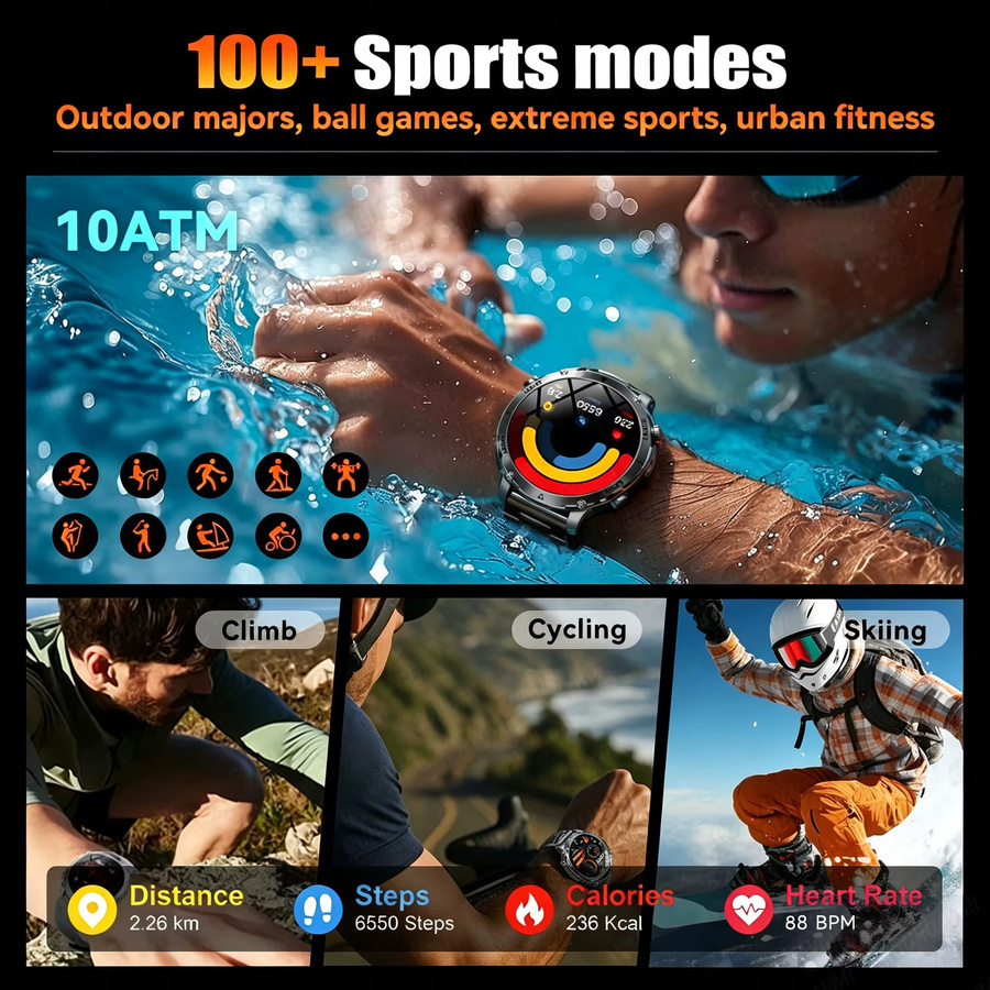 BOALZETD Smartwatch für Herren mit GPS-Tracking und wasserdichter IP68-Funktion - Bild 4