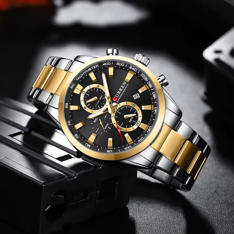CURREN Chronograph, Quarz, Edelstahl, Schwarz, Herren - Bild 5