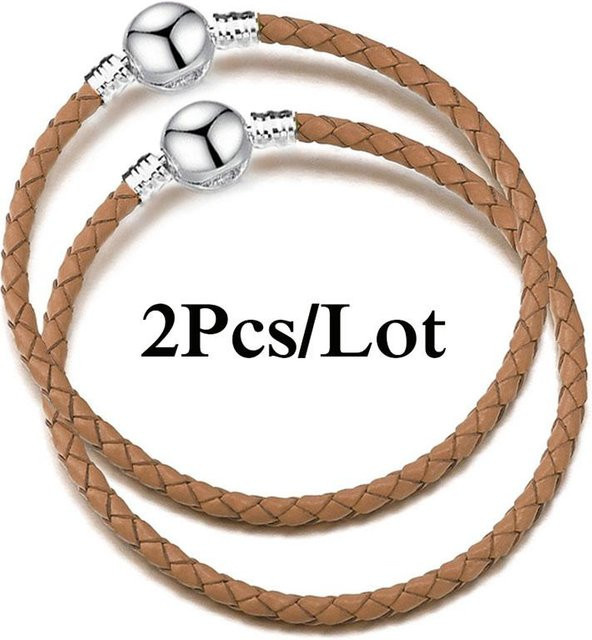 Leder-Kettenarmbänder, 2 Stück, Unisex, 21 cm - Bild 1