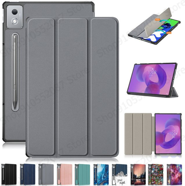 Magnetische Leder Schutzhülle im Trifold-Design für Lenovo IdeaTab Pro 12,7 Zoll (Modell 2025 TB373FU), Hartschalen-Smart-Cover in Gold oder Grau - Bild 1