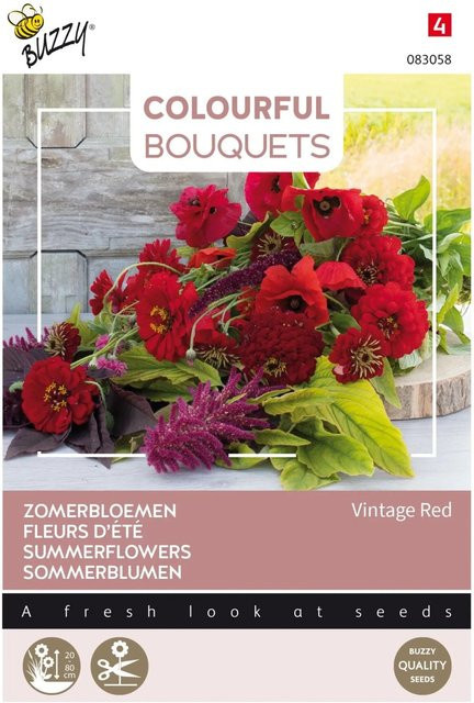 Arborix Blumenmischung Vintage Red Buzzy Colourful Bouquets Einjährige Samen 5 g - Bild 1