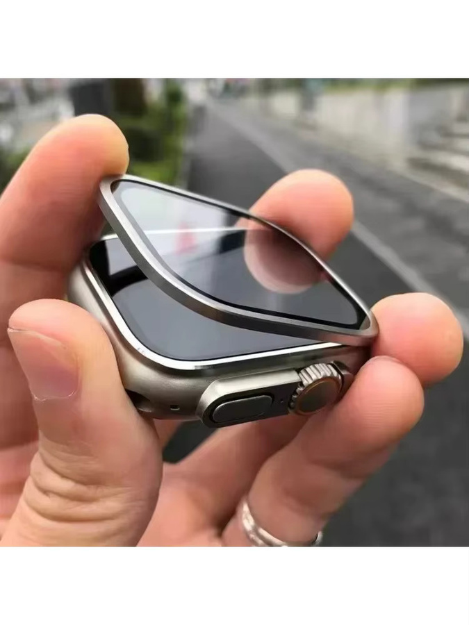 Displayschutzfolie Apple Watch Ultra 3 49 mm, Gehärtetes Glas, Metallstoßstange - Bild 7