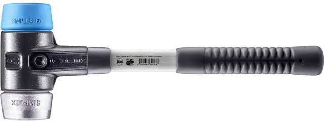 Halder Simplex Schonhammer TPE-soft Weichmetall mit Fiberglasstiel, Blau/Silber/Schwarz, Durchmesser: 60 mm - Bild 1