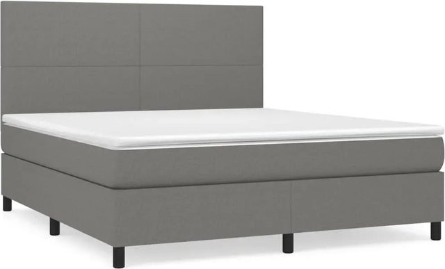 vidaXL Boxspringbett Hybrid mit Matratze und Kopfteil, Dunkelgrau, B/T/H: 180 x 200 cm - Bild 1