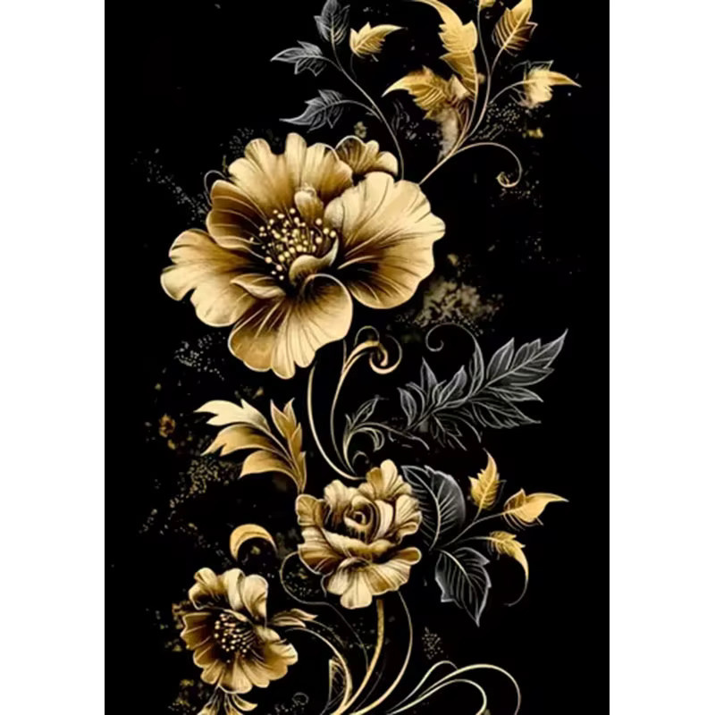HUACAN Diamant-Gemälde Blumen Goldenes Mosaik Kunst-Set Wanddekoration B/H: 30 x 20 cm - Bild 4