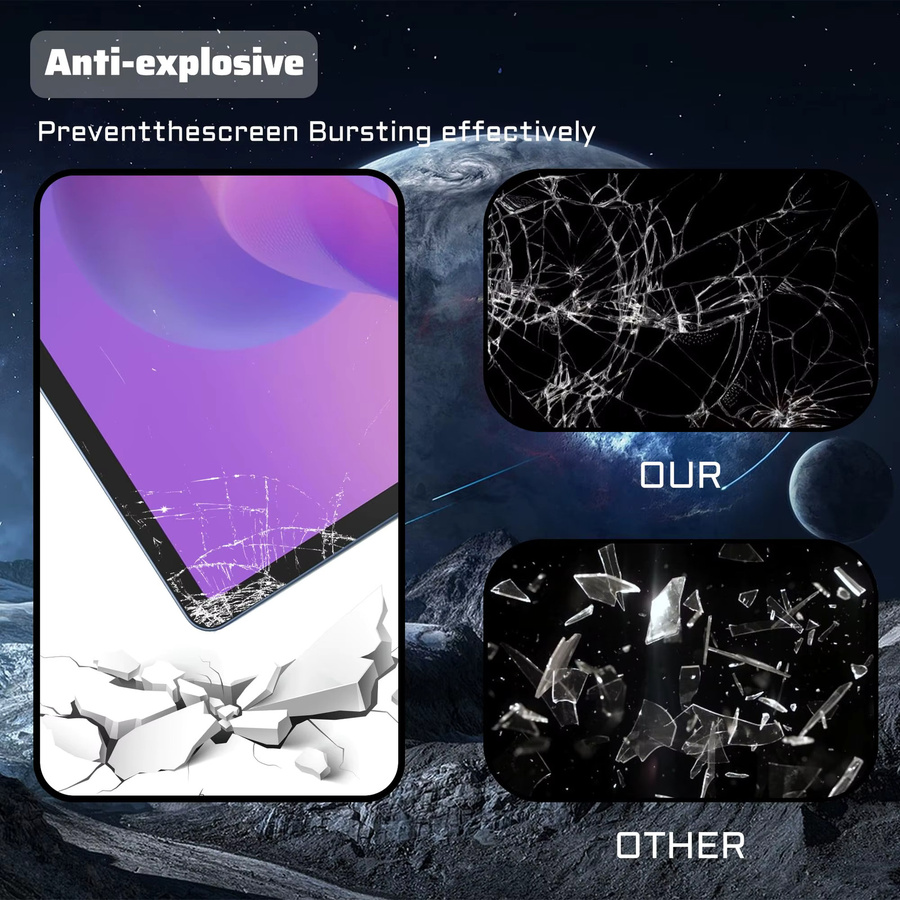 Displayschutzfolie aus Hartglas für Lenovo Idea Tab Plus (12,1 Zoll) 2025, transparent, schlagfest und HD-klar - Bild 3