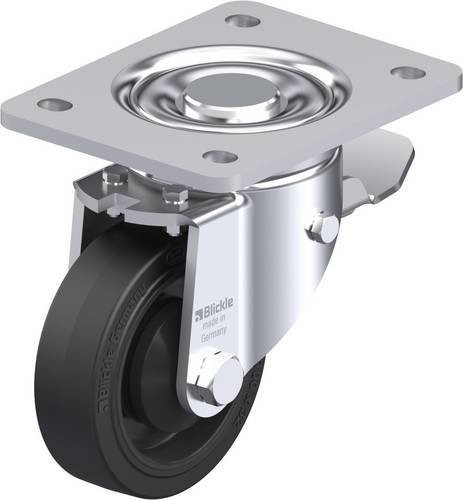 Blickle Lenkrolle LH-POEV 100K-3-ST mit Feststeller in Schwarz und Silber, Rad-Durchmesser: 100 mm, Tragfähigkeit: 200 kg - Bild 1