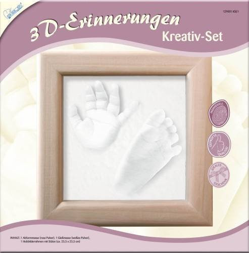 3D Erinnerungen Kreativ-Set aus Kiefernholz mit Abformmasse und Gießmasse, B/T/H: 23,5 x 23,5 x 23,5 cm - Bild 1