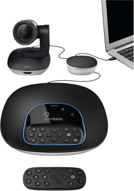 Logitech GROUP Videokonferenz-Kit mit Full HD Webcam in Schwarz und Silber - Bild 1