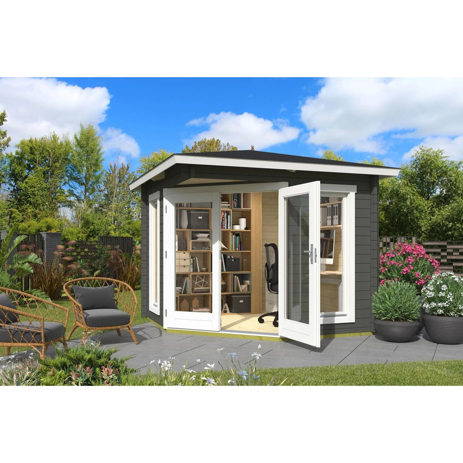 Lasita Maja Gartenhaus Oban in Grüngrau B/H/T: 282,3 x 240,54 x 255,6 cm - Bild 2