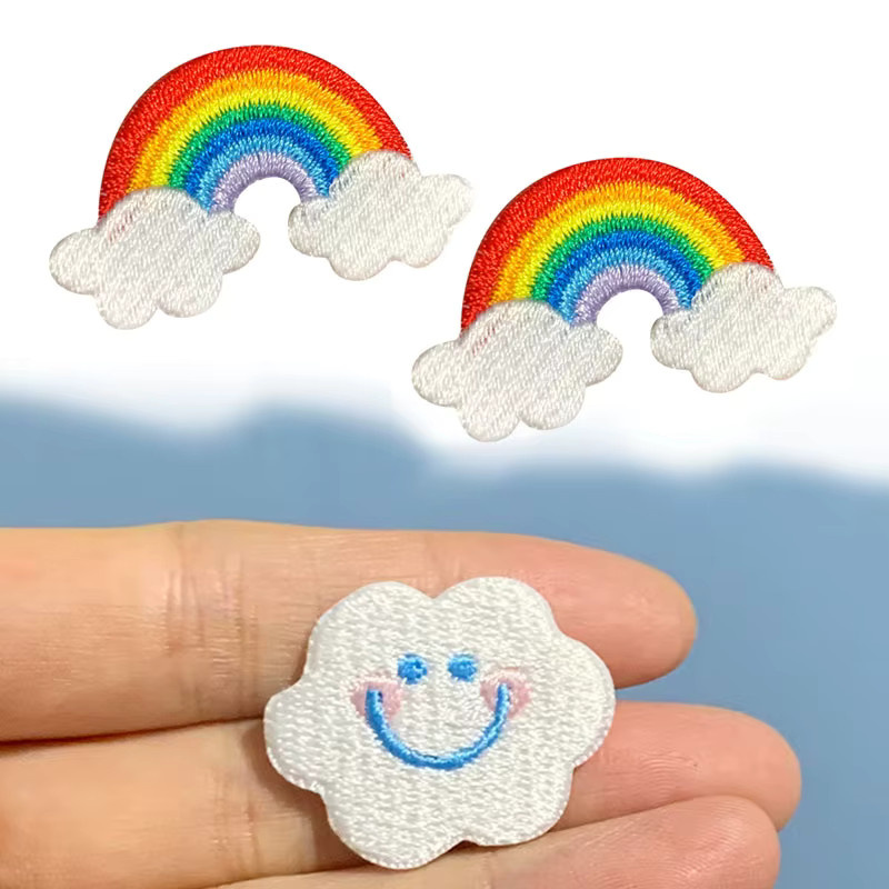 DUTRIEUX Regenbogenwolken Selbstklebende Stickerei-Patch-Applikation in Multicolour für Jeans und DIY-Projekte - Bild 3