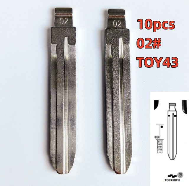 10 Stück KD VVDI Blanko-Autoschlüsselblätter TOY43 TOY43AT in Silber für KD KEYDIY VVDI JMD Fernbedienungen - Bild 1