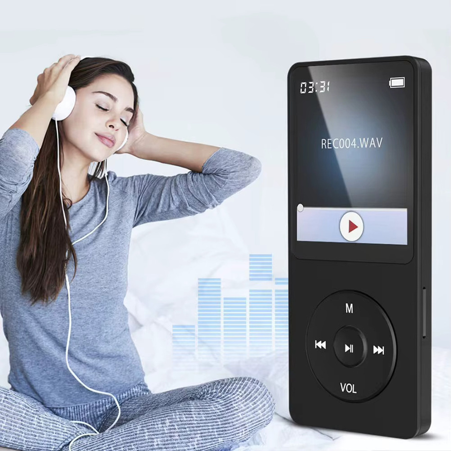 ALLOYSEED MP3-Player mit 1,8-Zoll-Bildschirm, tragbarer Musik-Player mit Bluetooth 5.0, USB-C und FM-Radio in Schwarz - Bild 3