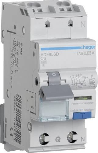 Hager FI-Schutzschalter und Leitungsschutzschalter ADF956D 2polig 6A 0,03A 230V - Bild 1