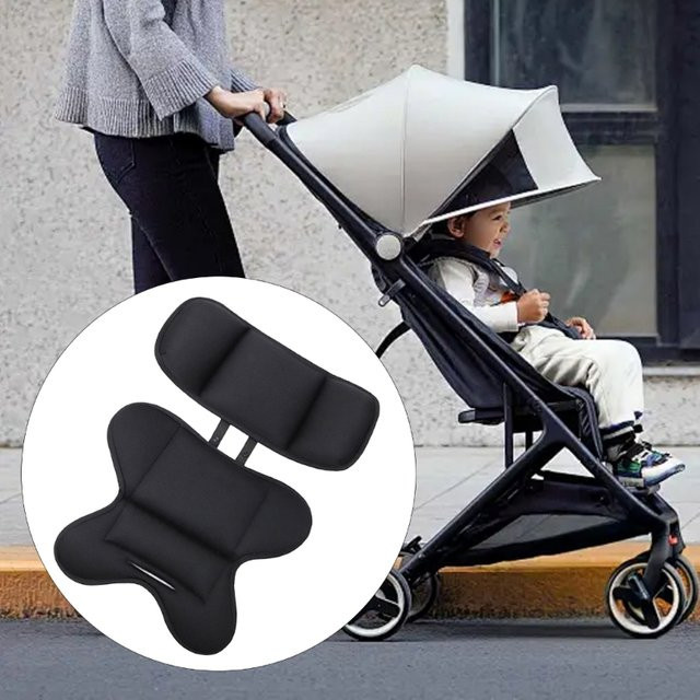 Bequemes Kopf- und Körperstützpolster für Babys in Schwarz für Autositze und Kinderwagen - Bild 1