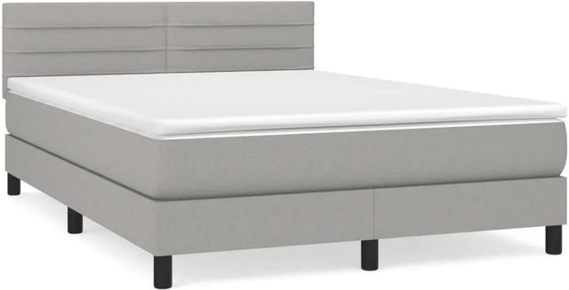 vidaXL Boxspringbett mit Matratze Hybrid-Design in Hellgrau, B/T: 140 x 200 cm - Bild 1
