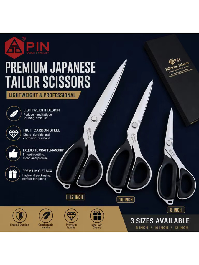 Professionelles Nähscheren-Set aus Metall in Silber für Denim, Leder und Quiltzubehör, 20,3 cm, 25,4 cm und 30,5 cm - Bild 7