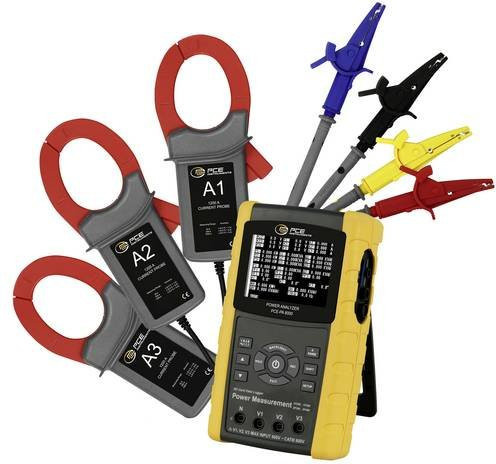 PCE Instruments 3-Phasen Leistungsmesser PCE-PA 8000 in Gelb mit Echtzeitspeicher, True RMS Strom und Spannung, IEC 1010, CAT III 600V - Bild 1