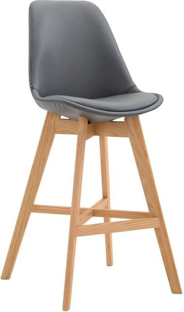 DELUKE Barhocker DUMIR Barstuhl mit Lehne aus Kunstleder in Grau, B/T/H: 48 x 56 x 112 cm - Bild 1