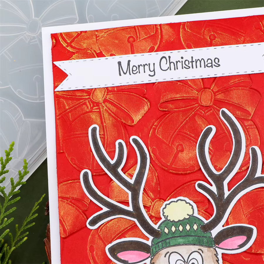 3D-Prägeordner mit Rose, Blume und Jingle Bell Ornament-Muster für DIY-Bastelarbeiten und Texturen auf Papier oder Karten - Bild 2