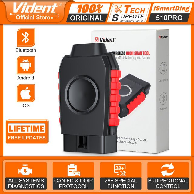 Vident ISmartDiag510 510Pro OBD2 Scanner Auto-Diagnosegerät in Schwarz mit bidirektionaler Funktion und Codierfähigkeit für alle Systeme - Bild 1