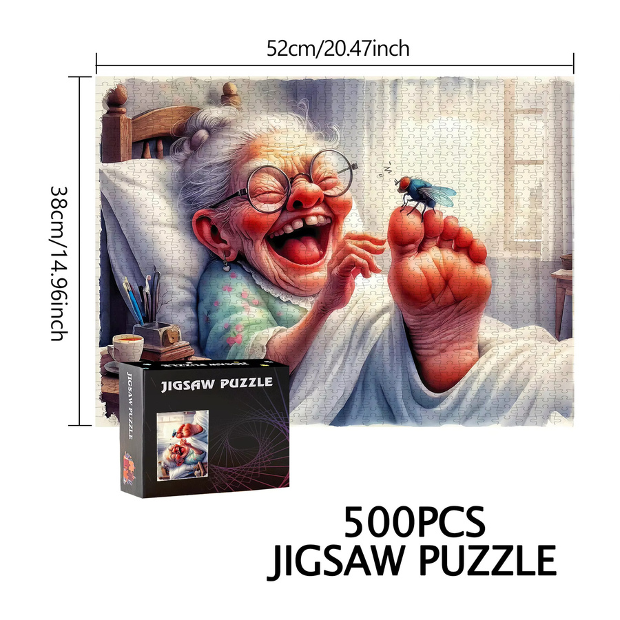 AZNM Puzzle Dame im Bett mit Hausfensterszene, Bunt / Mehrfarbig - Bild 3