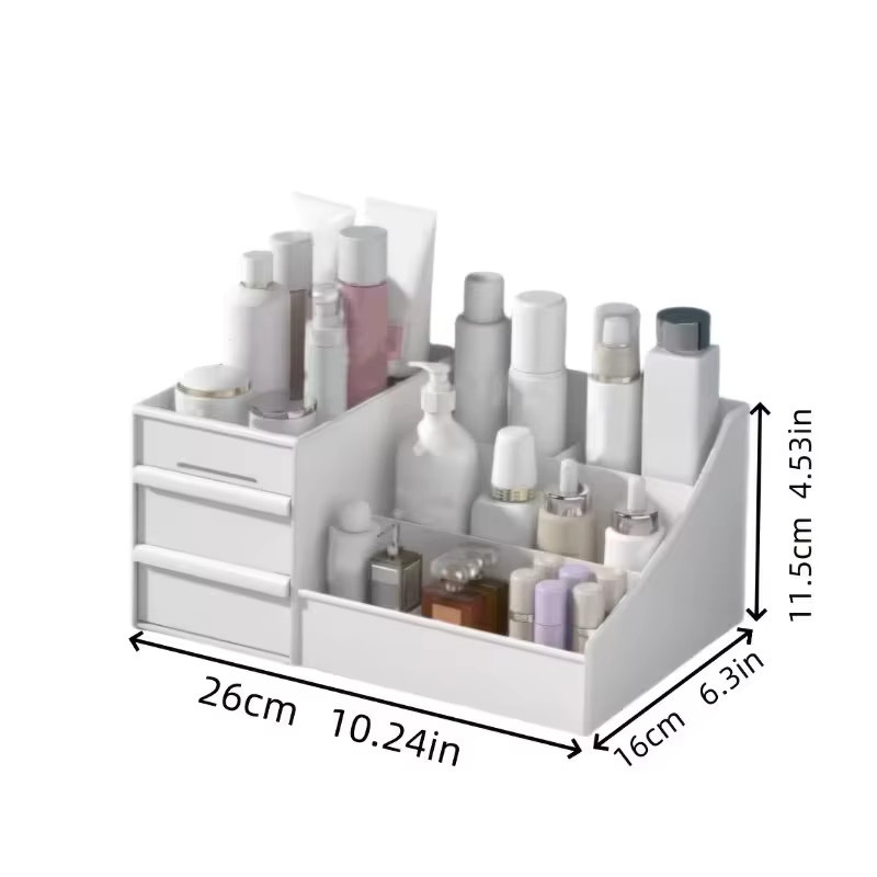 Untior Kosmetik-Aufbewahrungsbox in Transparent und Weiß mit Schubladen als Make-up-Organizer für Lippenstift, Parfüm und Hautpflege - Bild 2