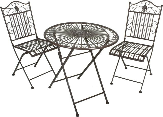 DELUKE Balkonmöbel-Set TAMAS aus Stahl in Schwarzbraun, klappbare Sitzgruppe mit Tisch und 3 Stühlen für Garten und Terrasse - Bild 1