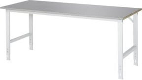 Rau Arbeitstisch Tom manuell höhenverstellbar mit Edelstahlbelag silber/lichtgrau B: 200 cm, T: 80 cm, H: 76-108 cm - Bild 1