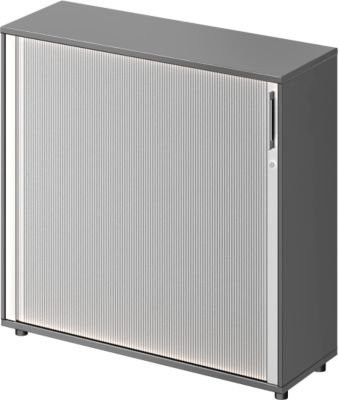 Schäfer Shop Genius Querrollladenschrank TETRIS WOOD mit 3 Fachen in Graphit und Eiche-Dekor, Breite: 120 cm - Bild 1
