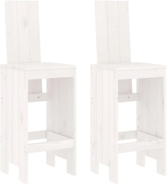 vidaXL Barhocker 2er Set aus massivem Kiefernholz in Weiß, rustikal, B/T/H: 40 x 42 x 120 cm - Bild 1