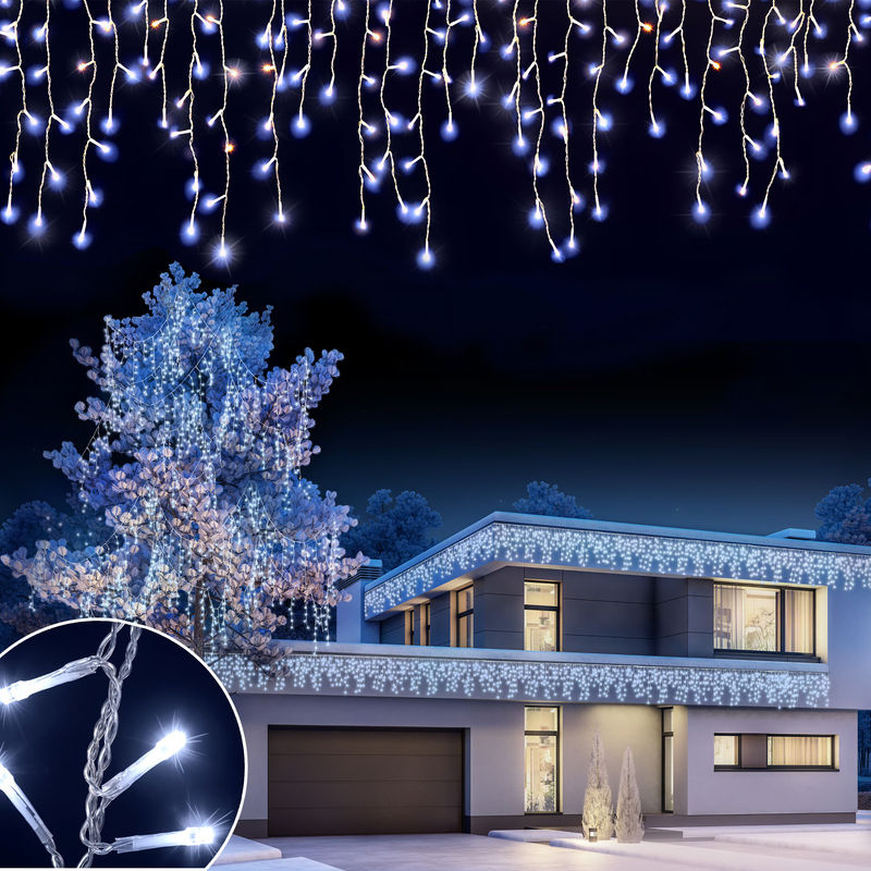 Monzana LED Regenlichterkette in Weiß mit 20 m Länge für Außen- und Innenbereich (IP44) - Bild 3
