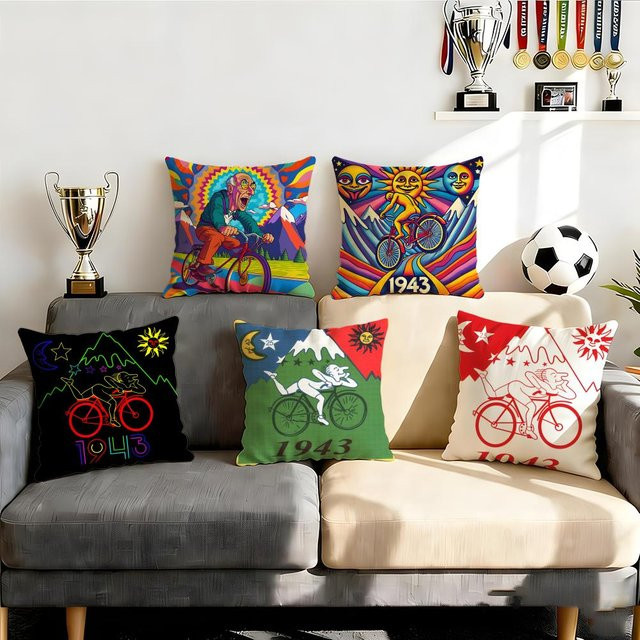 Style Albert Hofmann Kissenbezug-Set, 4-teilig, weiß/mehrfarbig, dekorative Kissenbezüge im Retro-Grafik-Design für dein Sofa und deine Heimdekoration - Bild 1