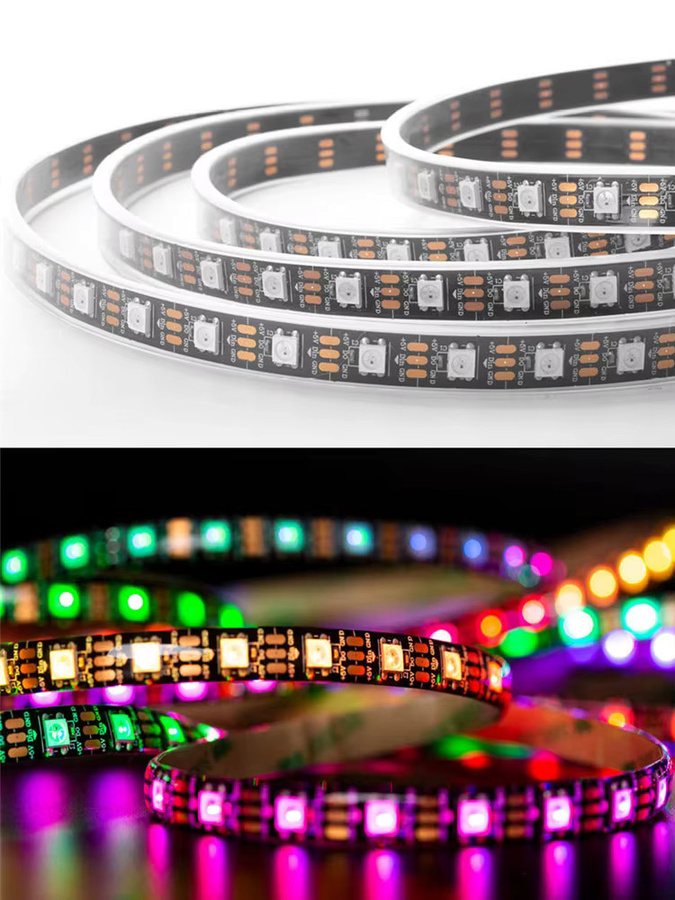 BTF-LIGHTING WS2812B ECO RGB LED-Streifen, individuell adressierbare RGBIC SMD Lichtstreifen, IP30, 60 LEDs, DC5V, Schwarz/Weiß - Bild 4