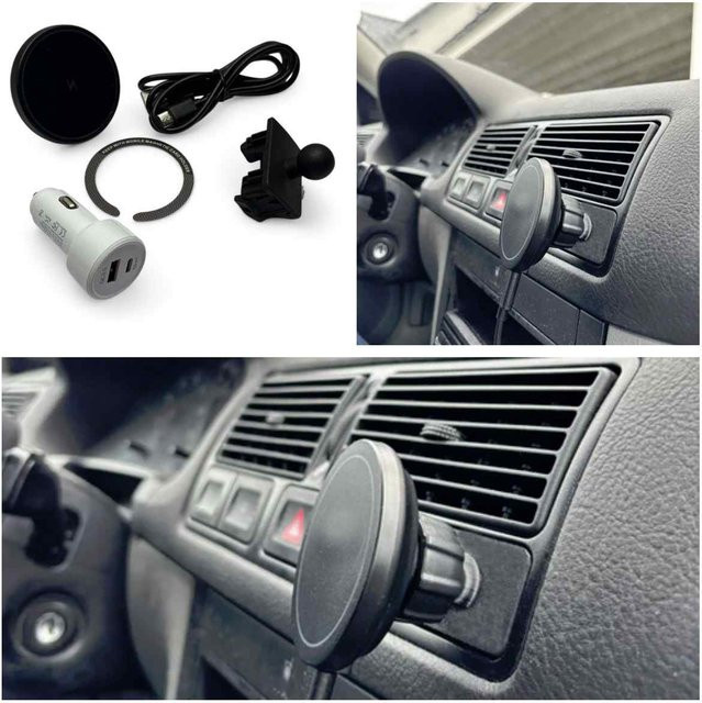 NOVATRUM Magnetische Telefonhalterung in Schwarz für MagSafe-Ladegeräte passend für VW MK4 Golf Jetta GTI GLI R32 Linkslenker-Modelle - Bild 1