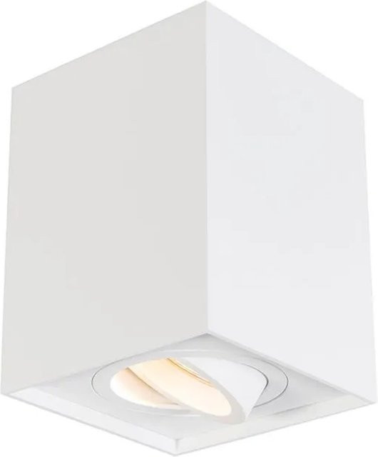 QAZQA Moderner Aufbaustrahler Quadro 1 Up in Weiß, verstellbar und dimmbar, quadratisch aus Aluminium mit GU10 Fassung - Bild 1