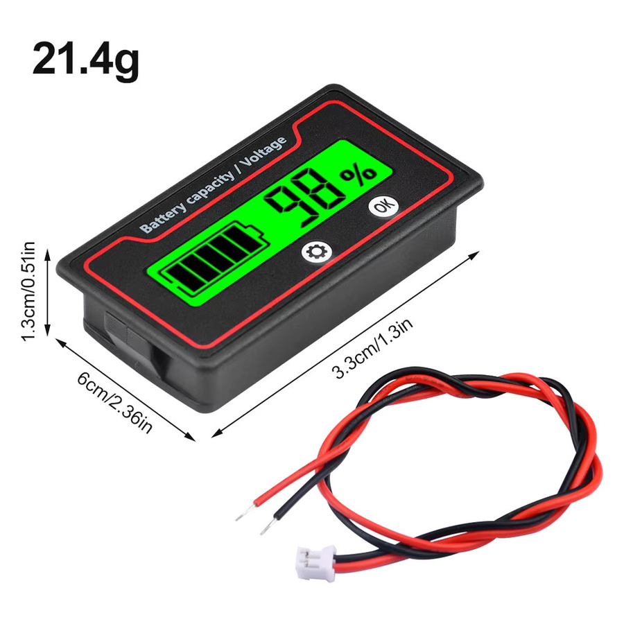 Voktta Batteriekapazitätsanzeige für Blei-Säure, Lithium und LiFePO4 in Schwarz, 9–120 V - Bild 3
