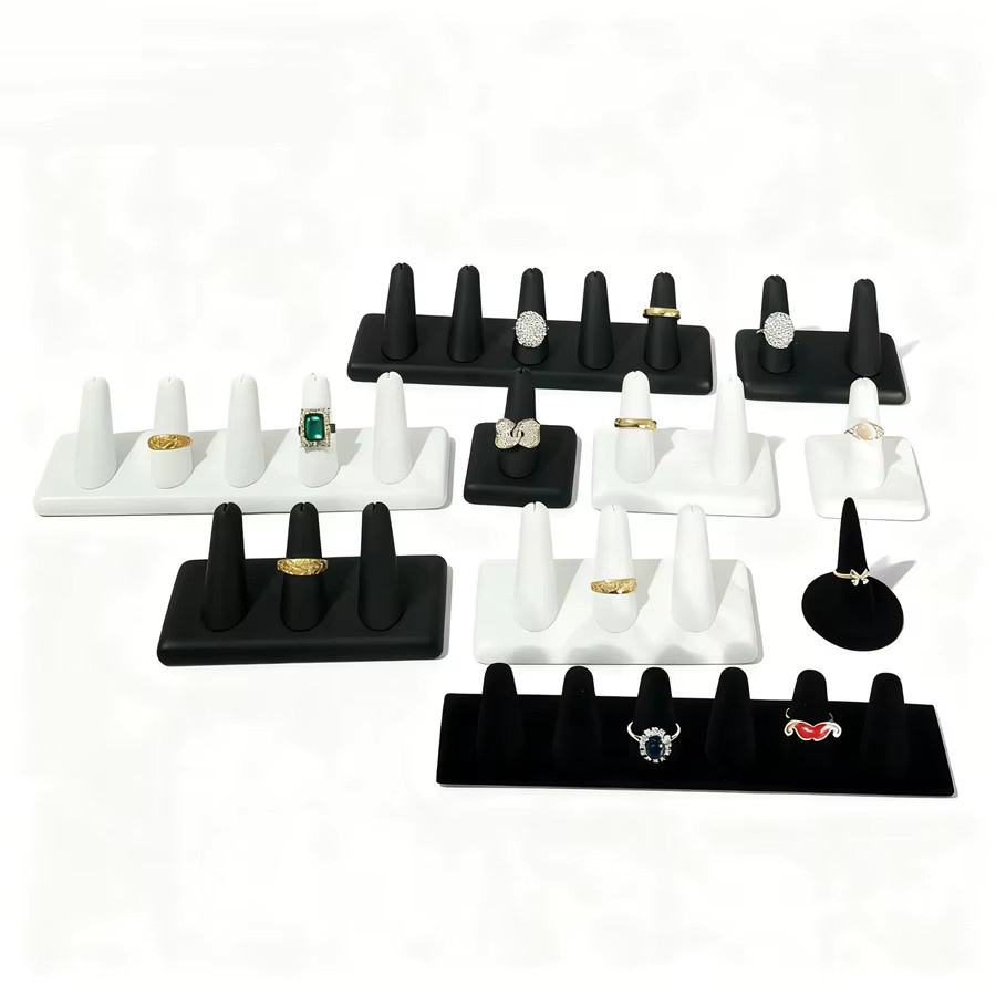 Ringhalter, Samt und Leder, Weiß und Schwarz, Unisex - Bild 5