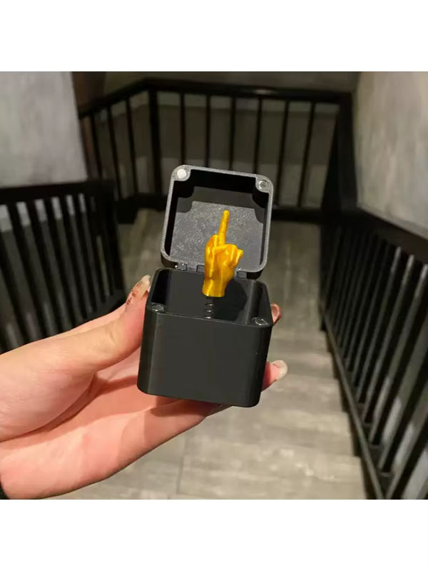 Lustiger Mittelfinger in Box als Schreibtischdekoration aus Kunstharz in Schwarz und Gold - Bild 7