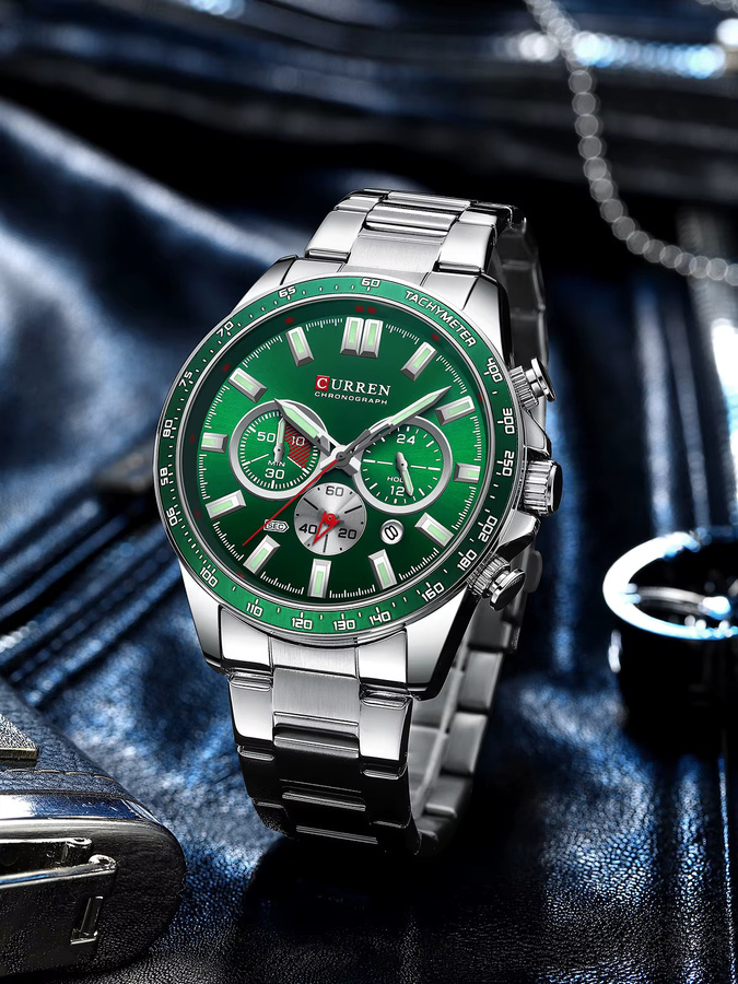 CURREN Armbanduhr Edelstahl, Quarz, Schwarz, Herren, Datum - Bild 2