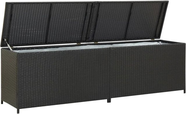 Gartenbox aus Poly Rattan von furnicato in Schwarz mit pulverbeschichtetem Stahlrahmen, B/T/H: 200 x 50 x 60 cm - Bild 1