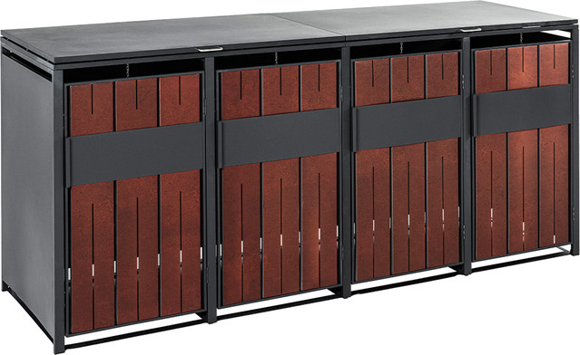 4er Mülltonnenbox aus Stahl in Anthrazit, B/T/H: 265 x 80 x 116 cm - Bild 1
