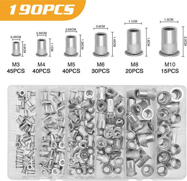 JERBOR Aluminium Flachkopf-Nietmuttern Set mit Kappe in Silber - Bild 1